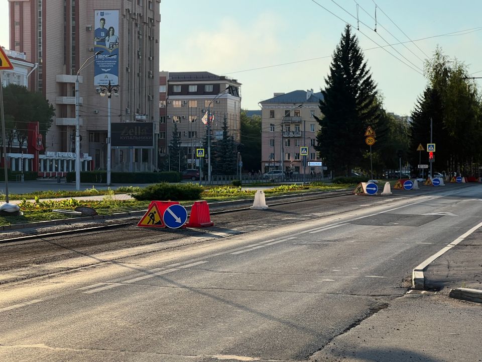 Ремонт дороги на Ленина.